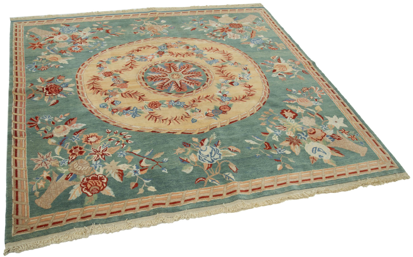 7x7 Turquoise Oushak Rug - 33667