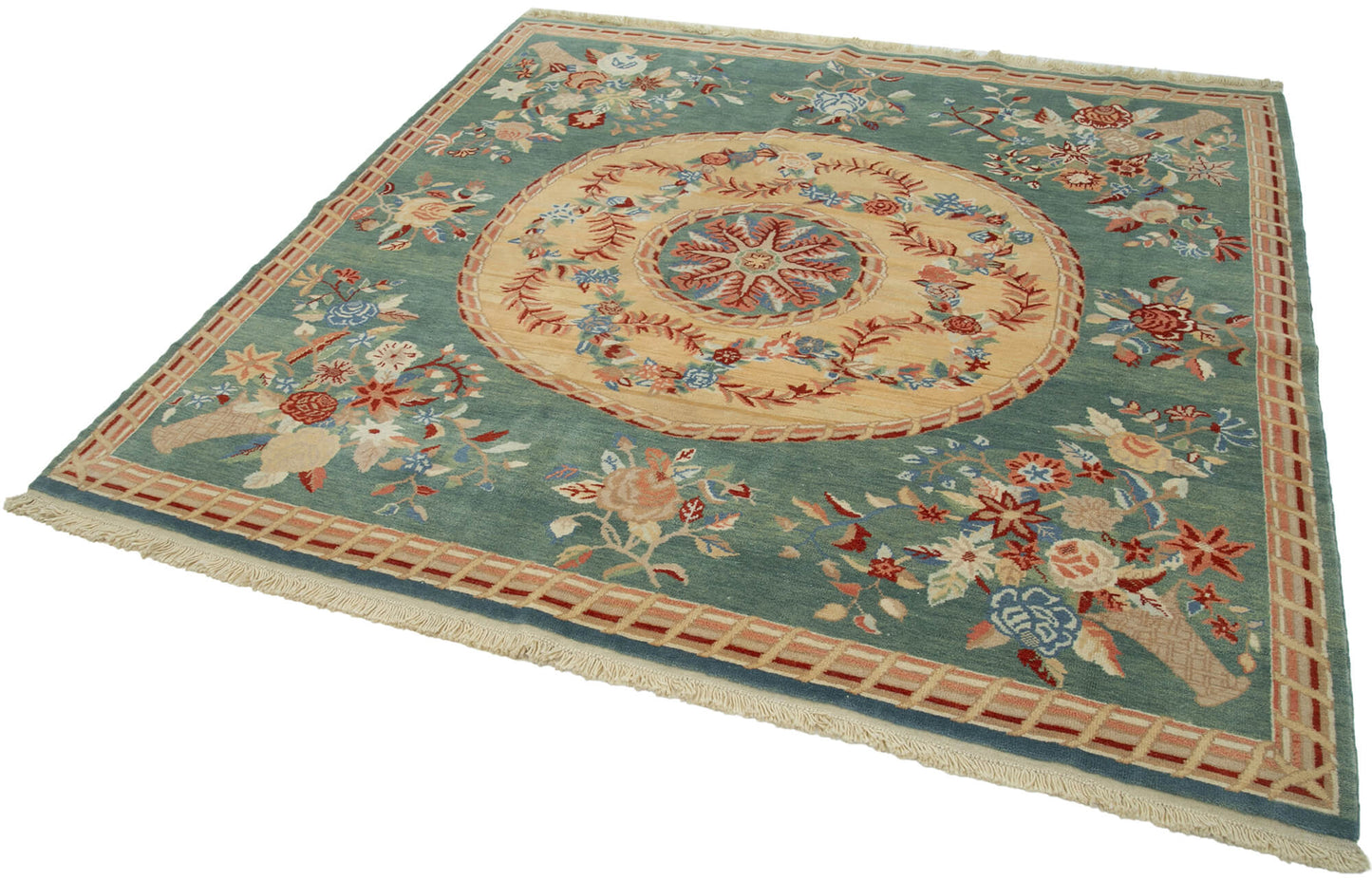7x7 Turquoise Oushak Rug - 33667