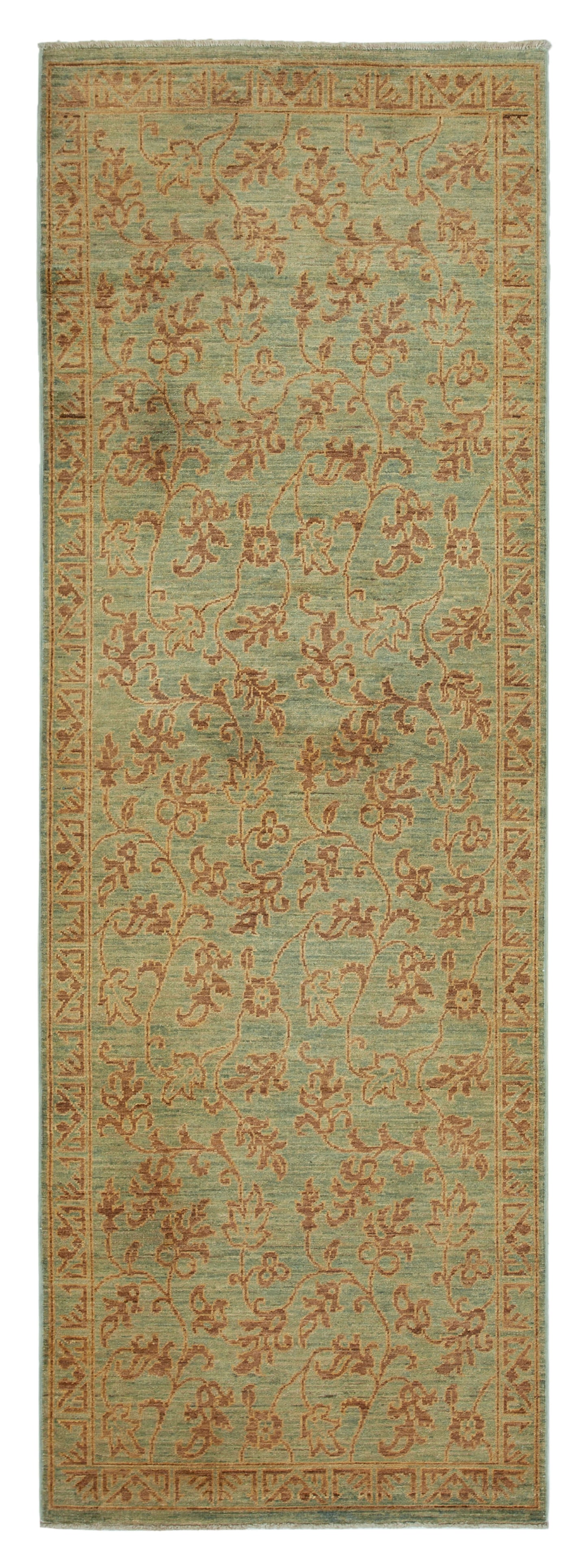 3x8 Green Oushak Runner Rug - 33847