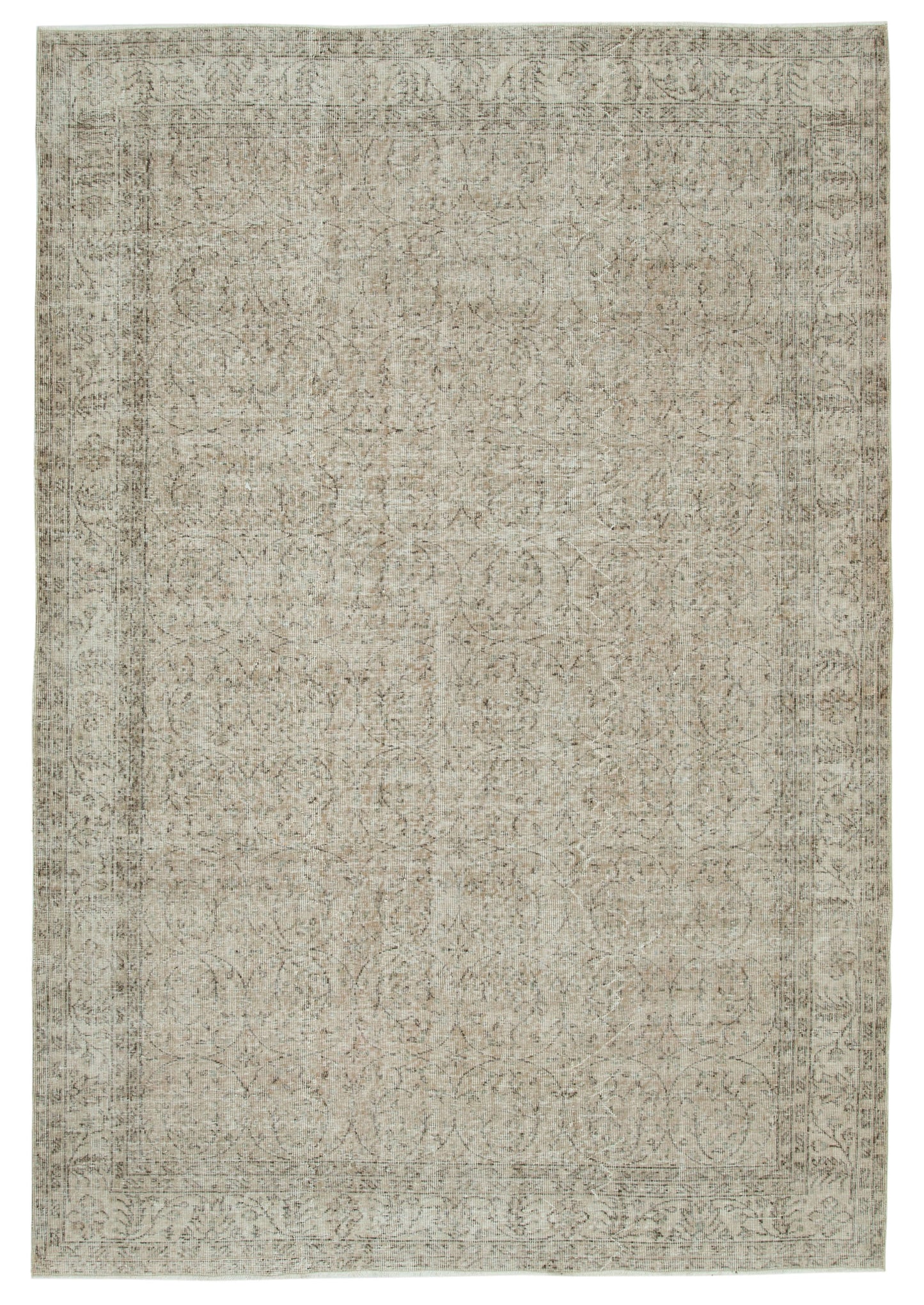 7x10 Beige Turkish Vintage Area Rug - 33978