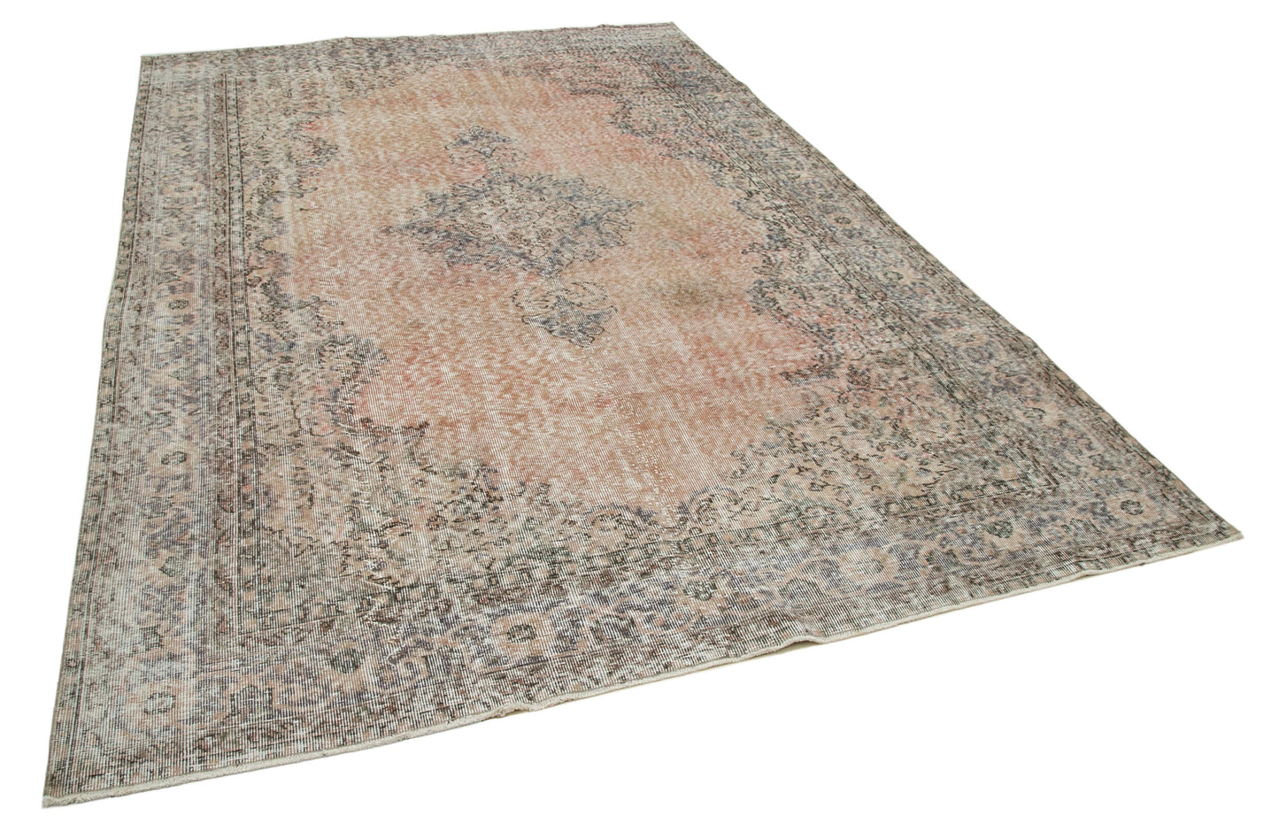 7x10 Beige Turkish Vintage Area Rug - 34021