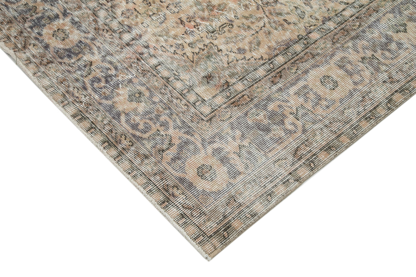 7x10 Beige Turkish Vintage Area Rug - 34021