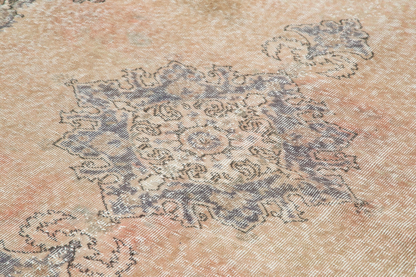 7x10 Beige Turkish Vintage Area Rug - 34021