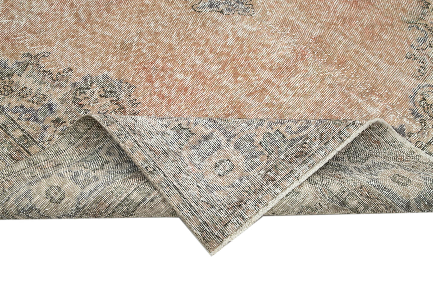 7x10 Beige Turkish Vintage Area Rug - 34021