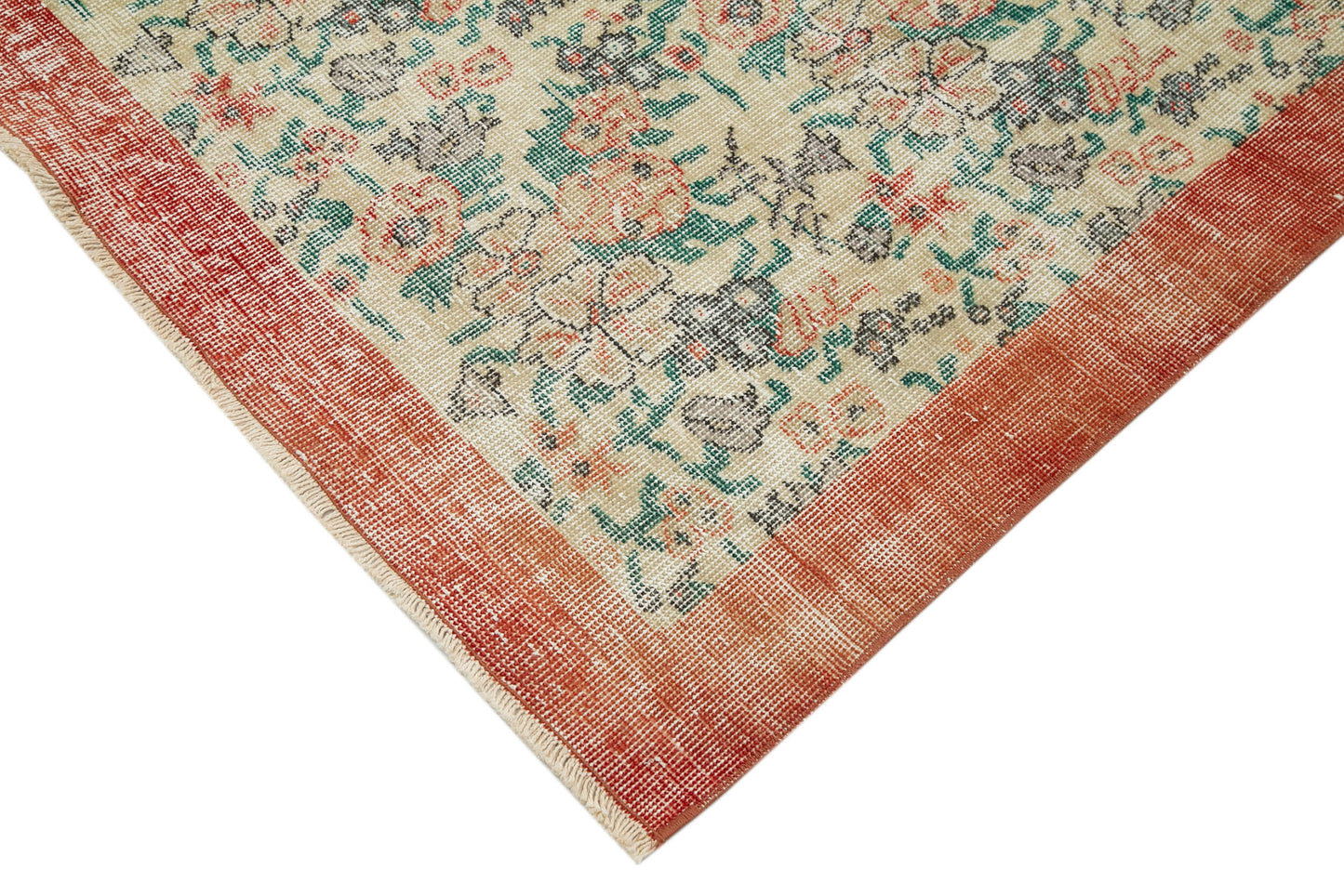 7x10 Beige Turkish Vintage Area Rug - 34025