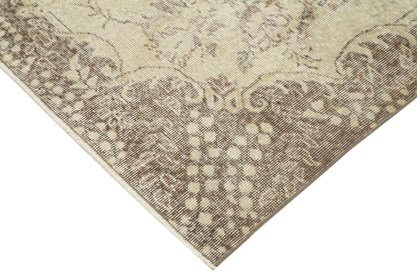 7x10 Beige Turkish Vintage Area Rug - 34128