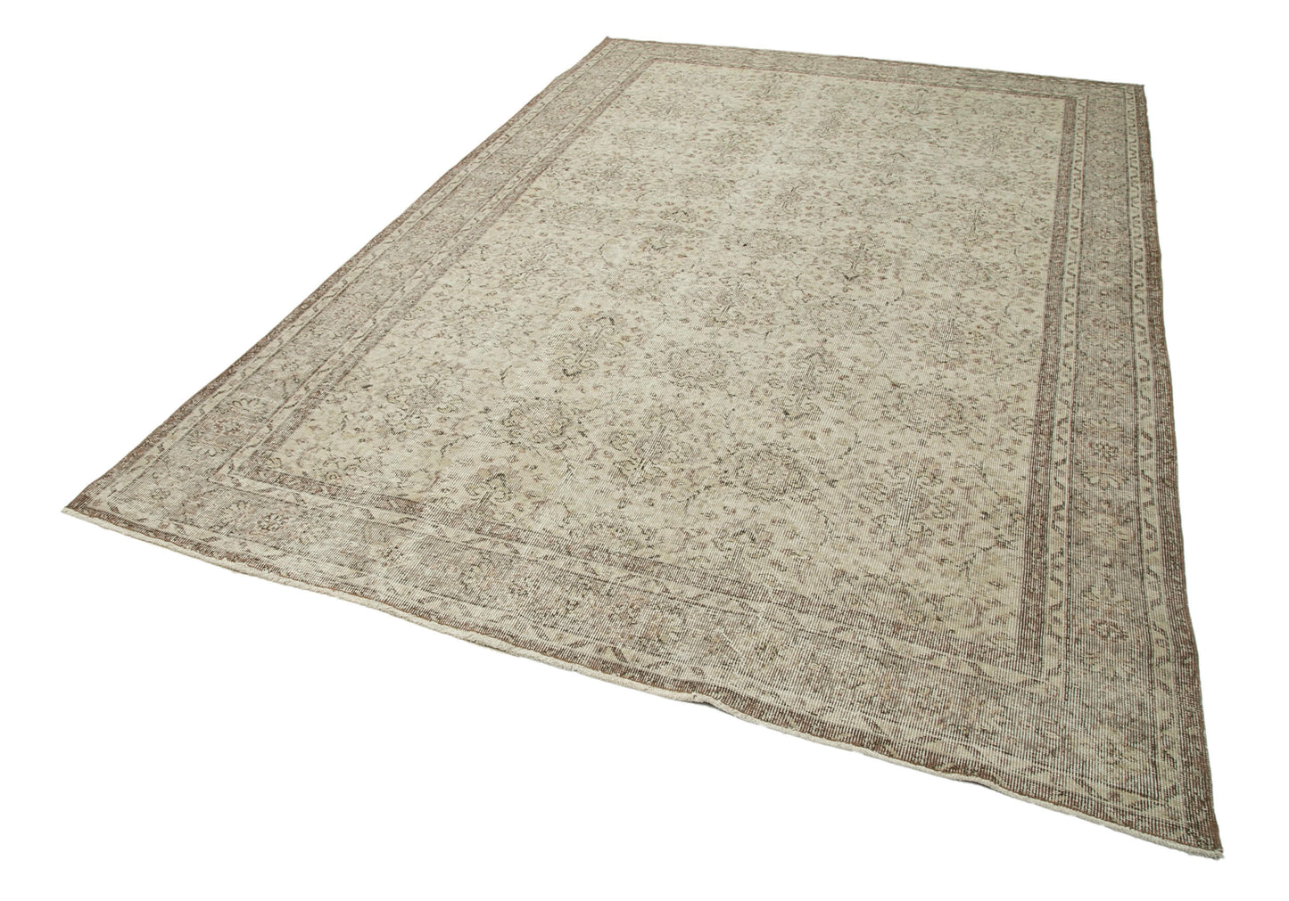 7x10 Beige Turkish Vintage Area Rug - 34136