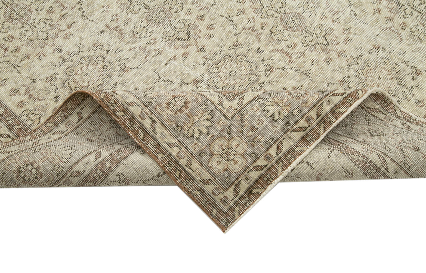 7x10 Beige Turkish Vintage Area Rug - 34136