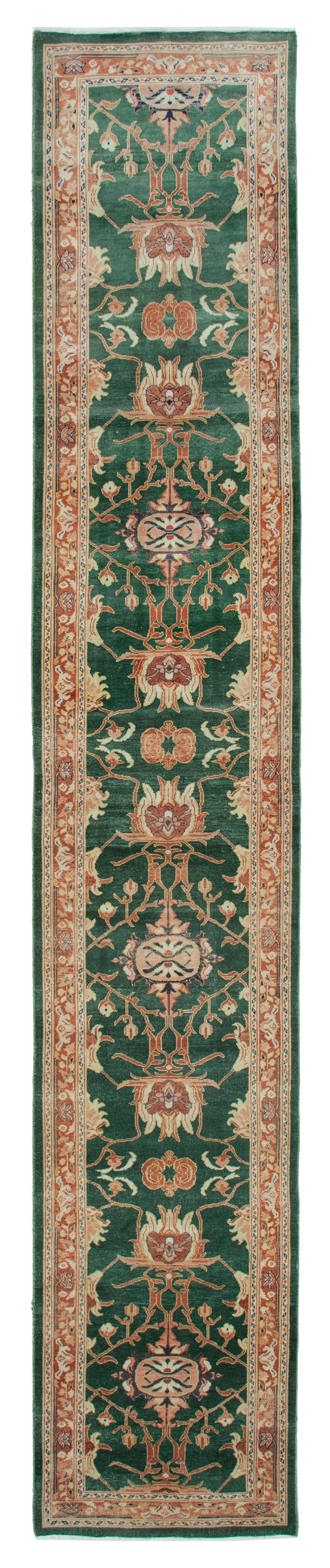 3x18 Green Oushak Runner Rug - 34386