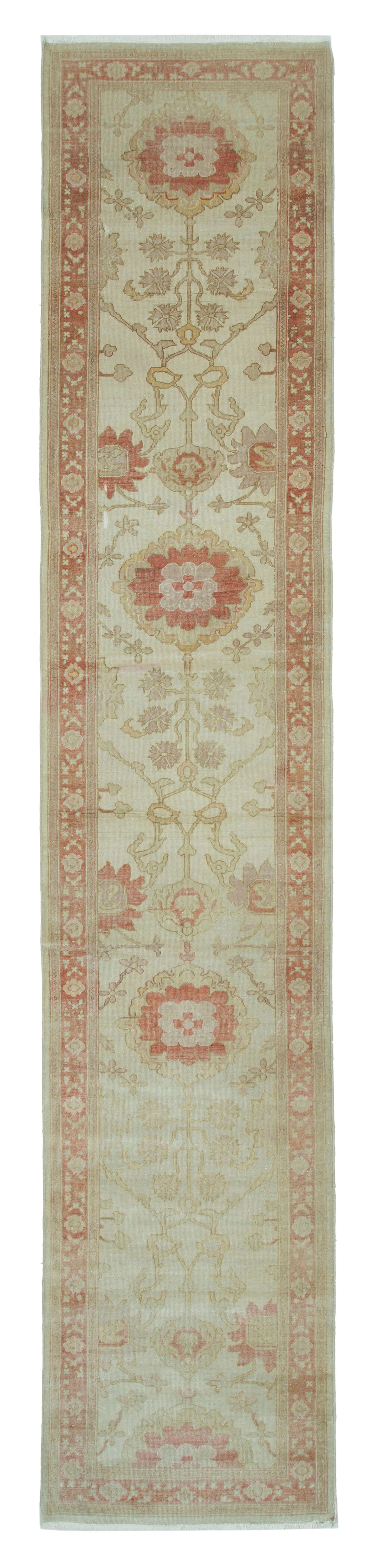2x13 Beige Oushak Runner Rug - 34396