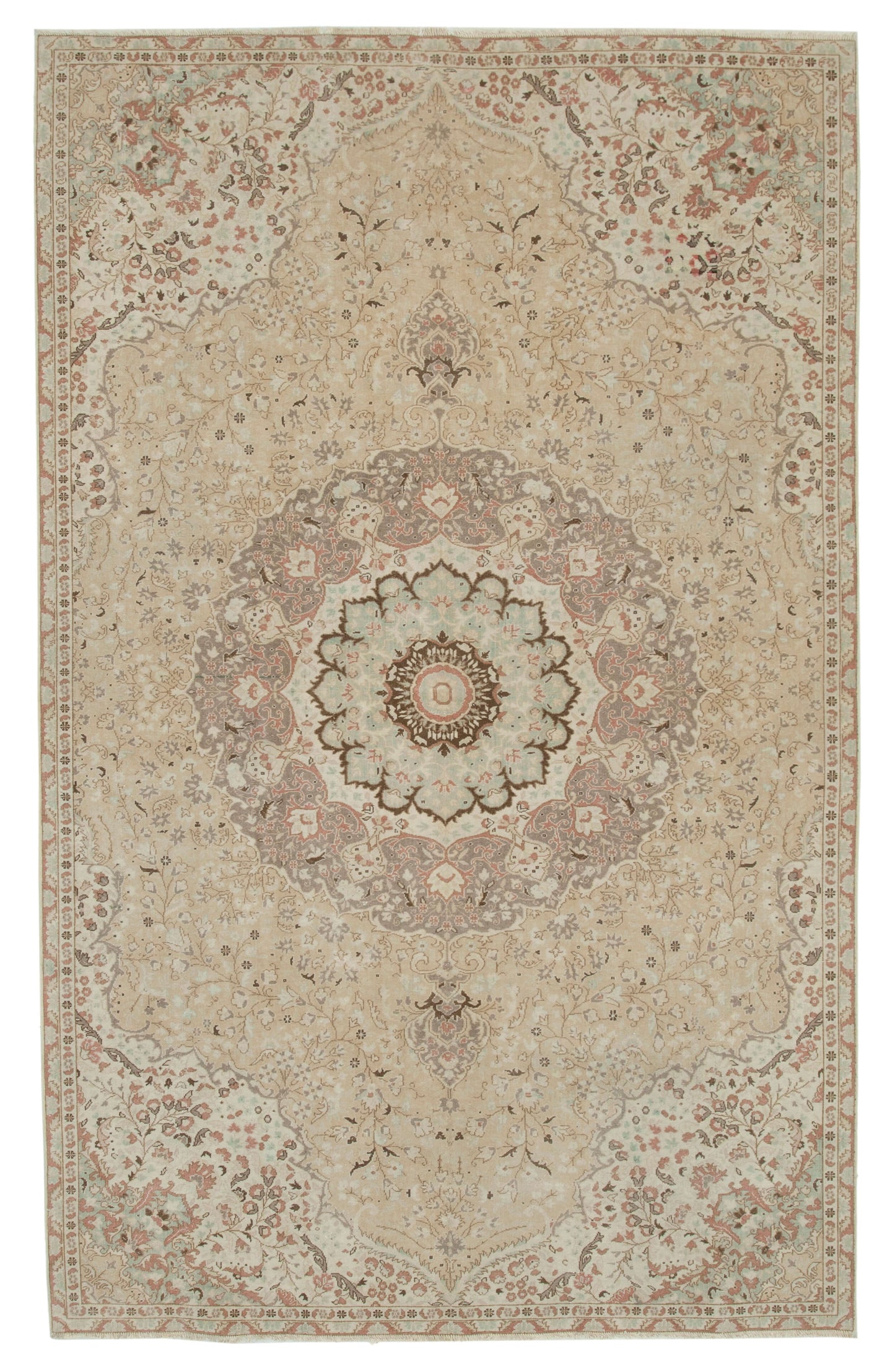 6x10 Beige Turkish Vintage Area Rug - 35280