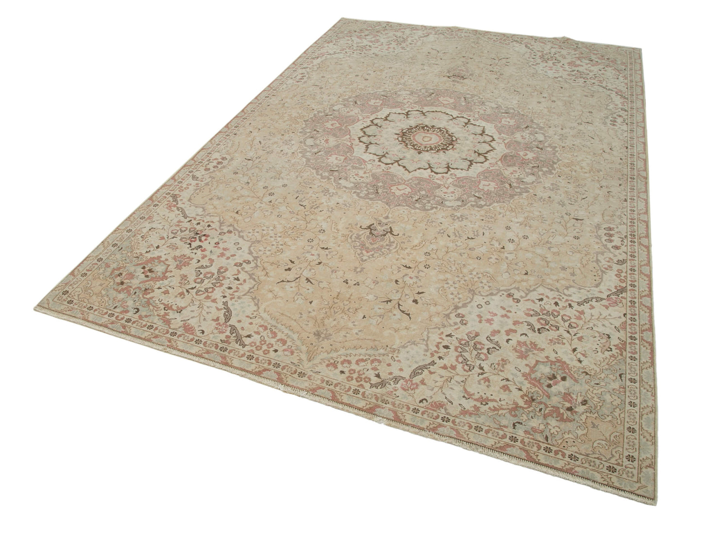6x10 Beige Turkish Vintage Area Rug - 35280