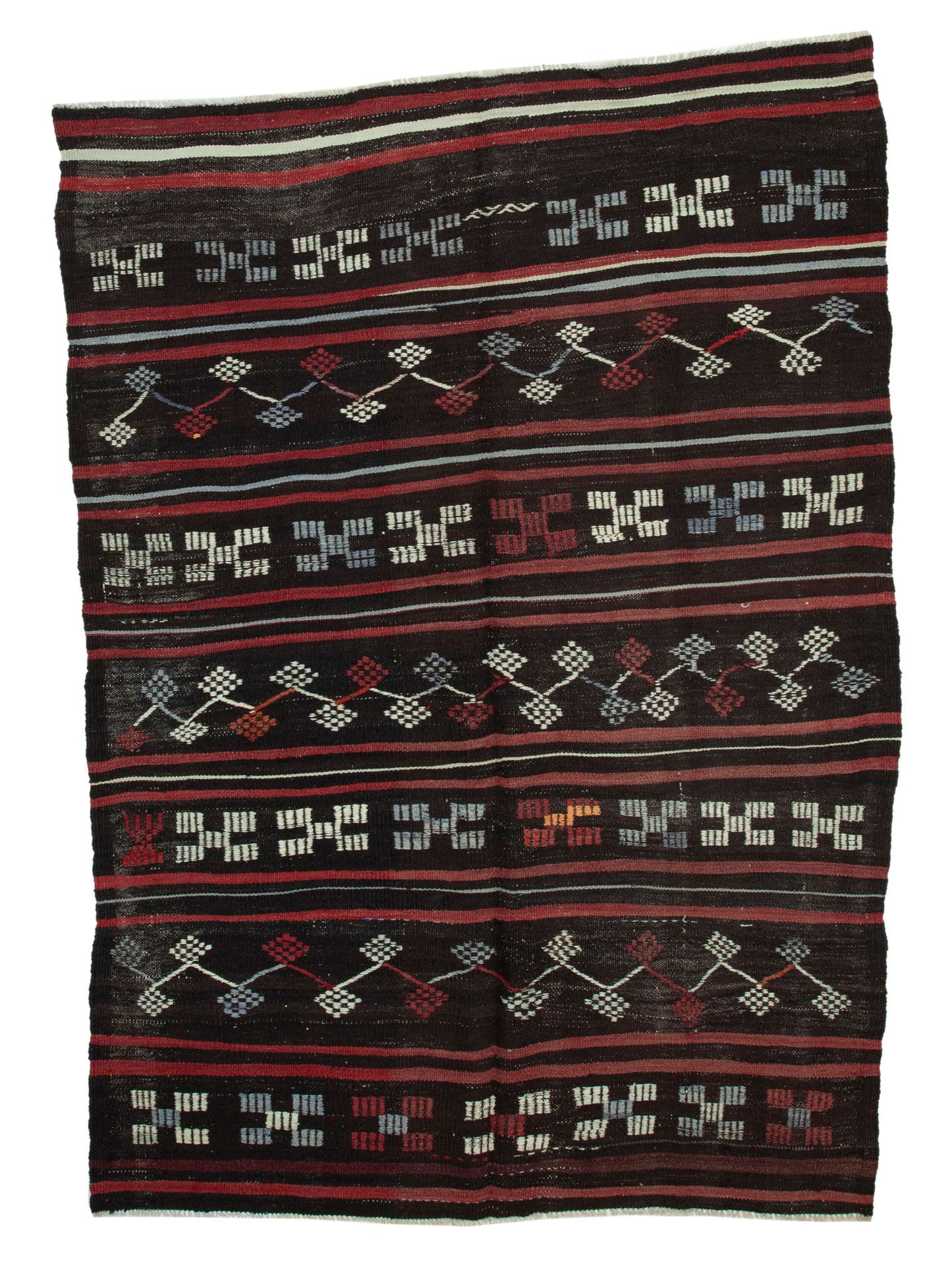 7x9 Brown Vintage Turkish Kilim Rug - 35316
