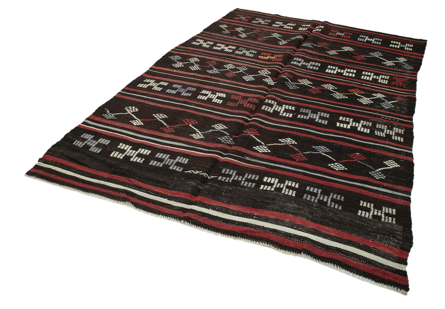 7x9 Brown Vintage Turkish Kilim Rug - 35316