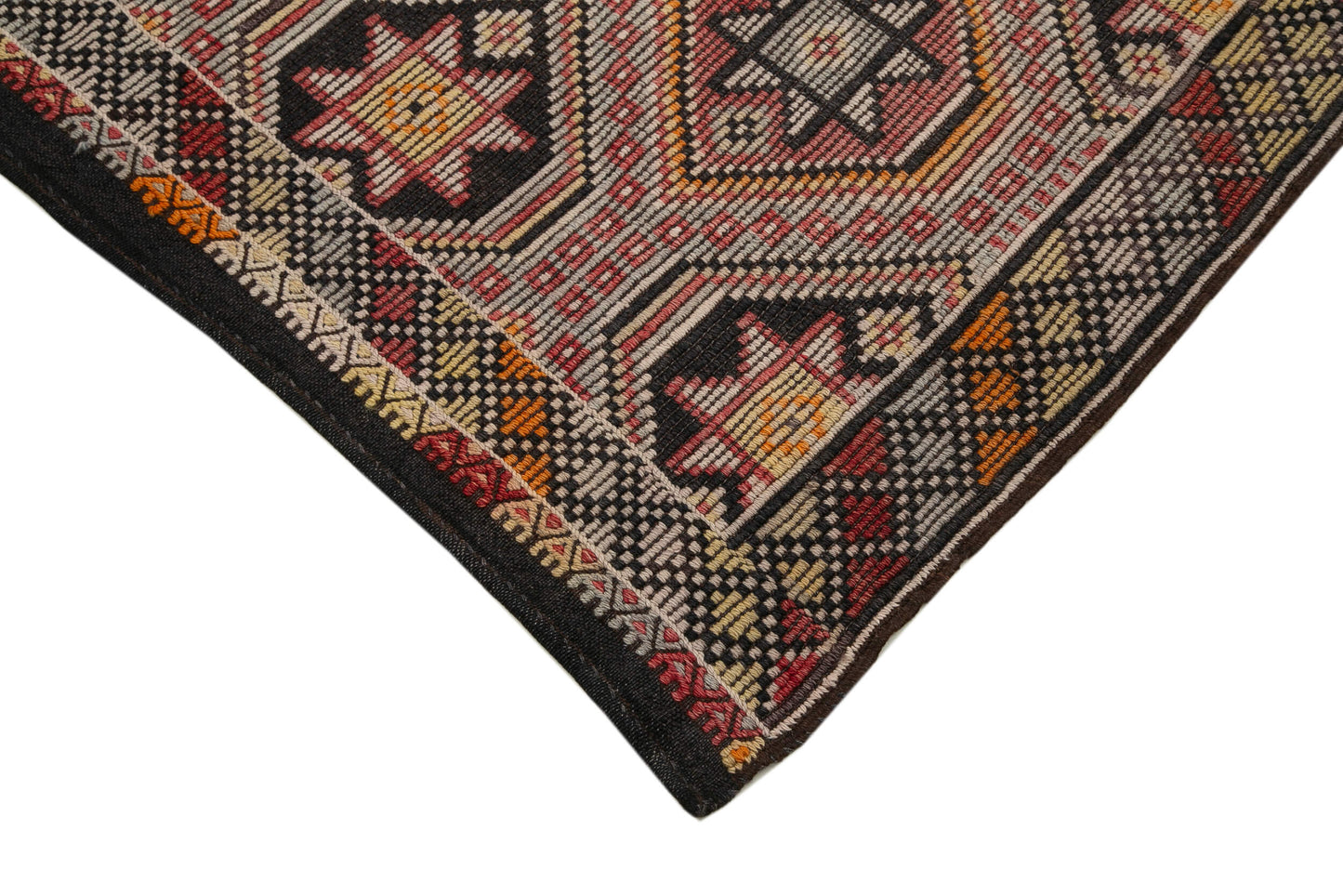 6x11 Brown Vintage Turkish Kilim Rug - 35556