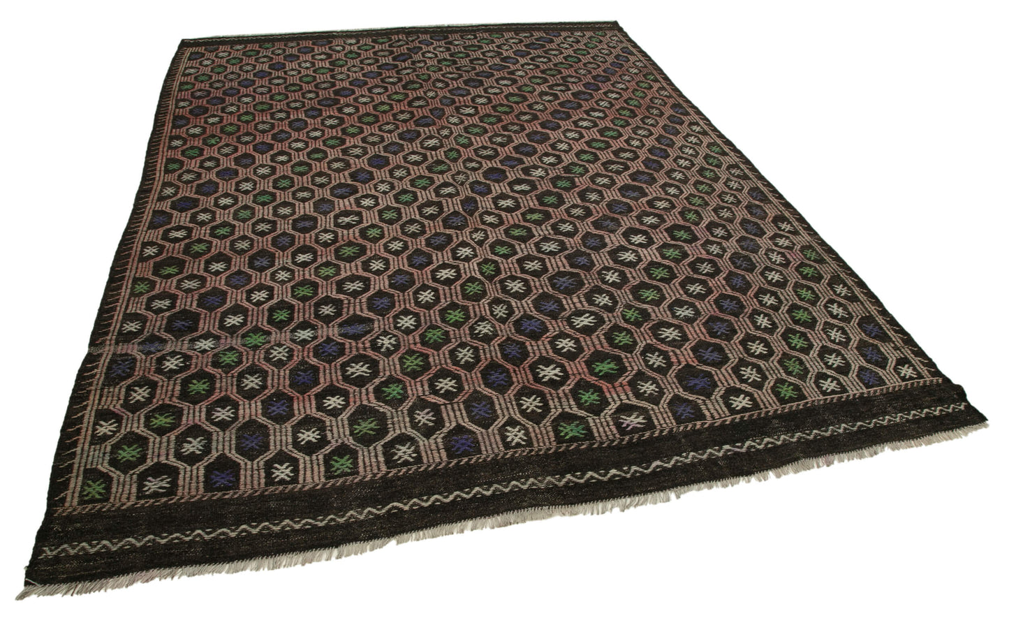 7x10 Brown Vintage Turkish Kilim Rug - 35574