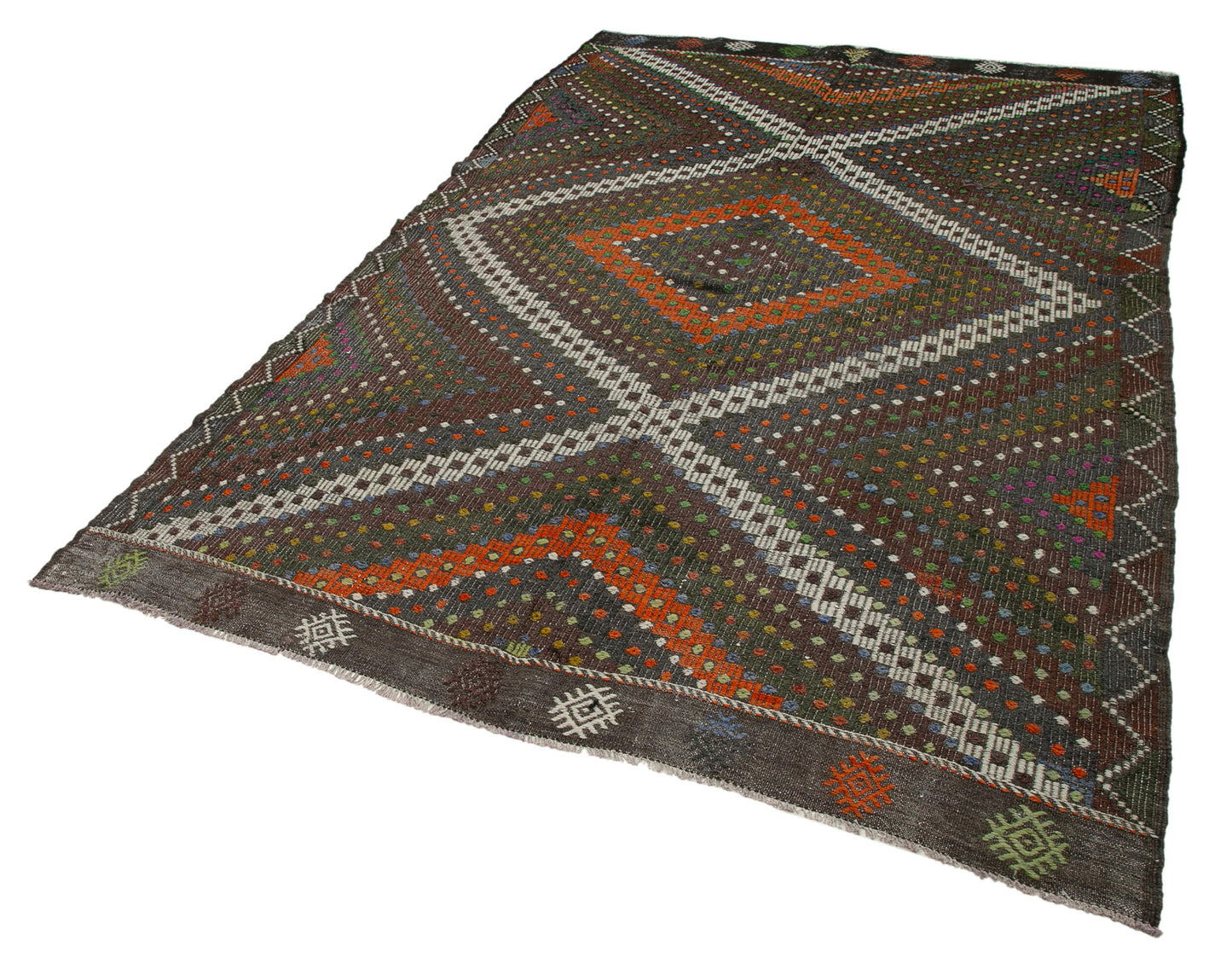 6x10 Brown Vintage Turkish Kilim Rug - 35603