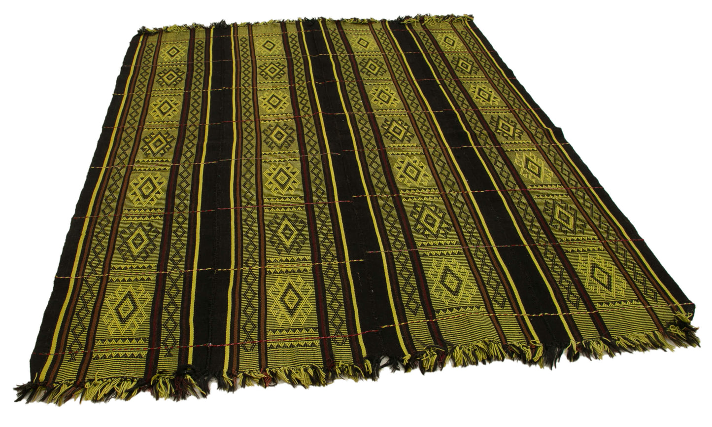 6x7 Yellow Vintage Turkish Kilim Rug - 35612