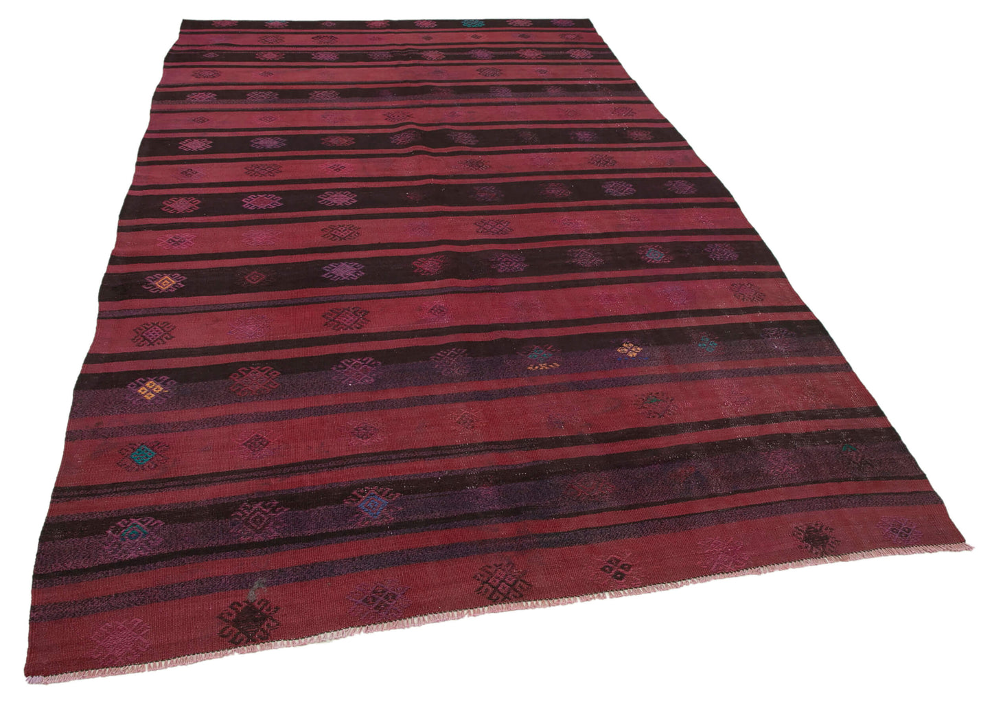 6x10 Red Vintage Turkish Kilim Rug - 35639