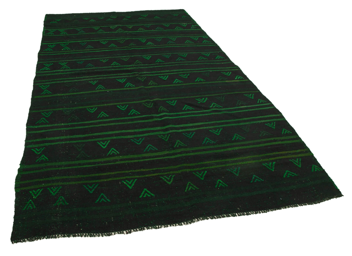 6x11 Green Vintage Turkish Kilim Rug - 35707