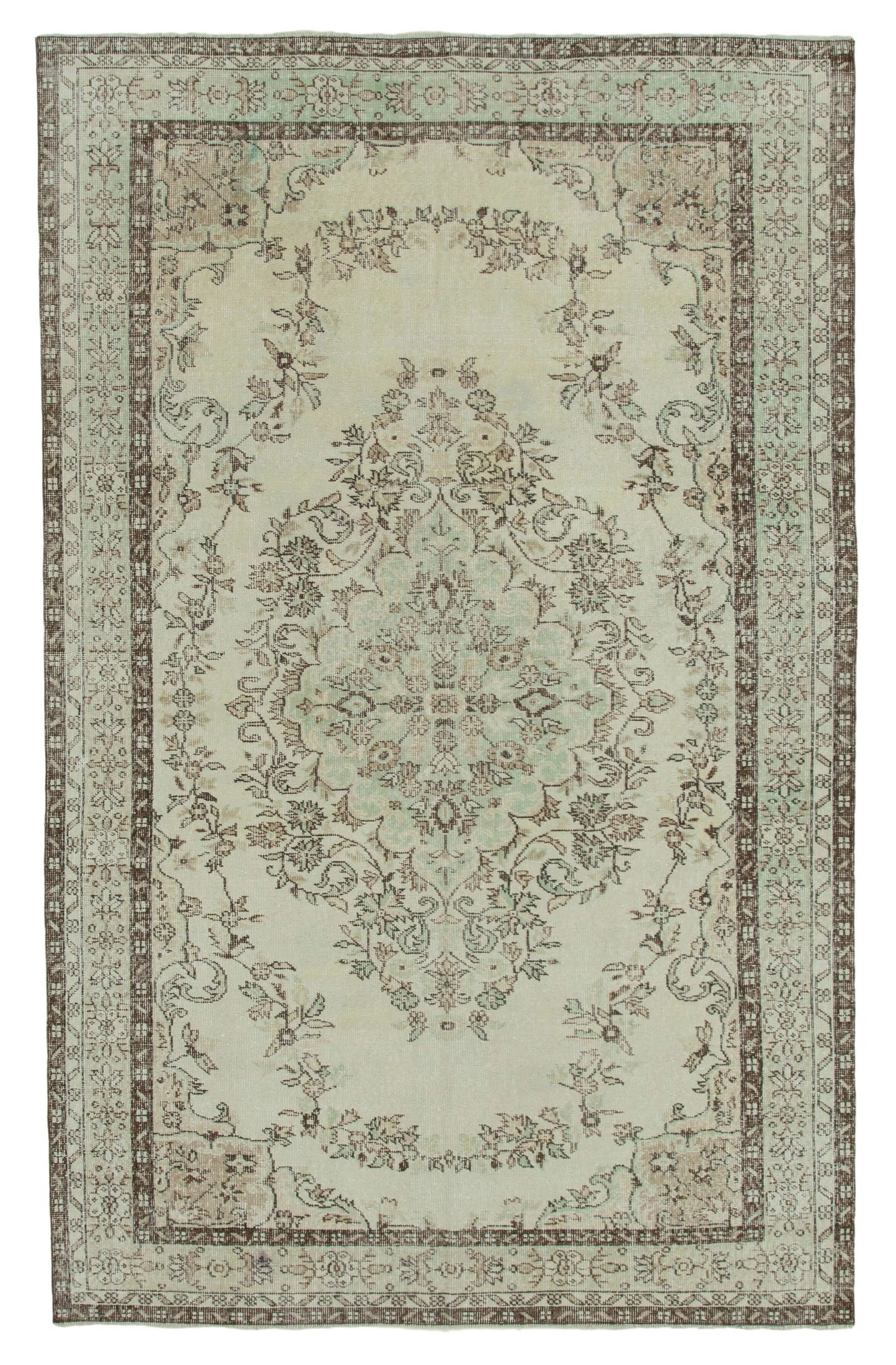 6x10 Beige Turkish Vintage Area Rug - 36359