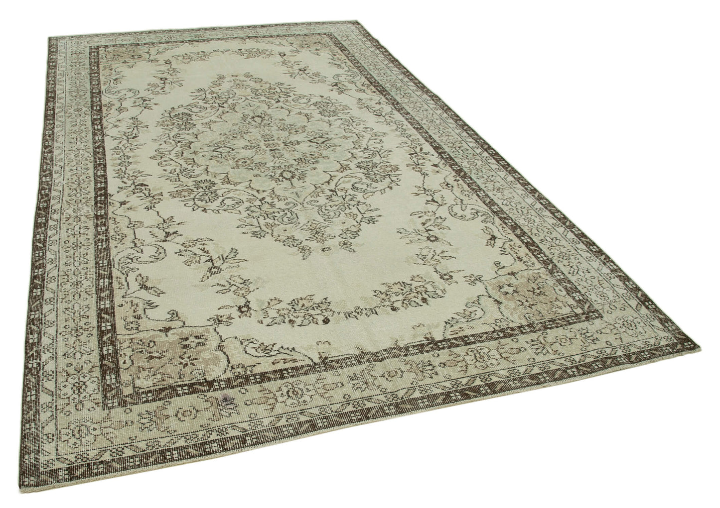 6x10 Beige Turkish Vintage Area Rug - 36359