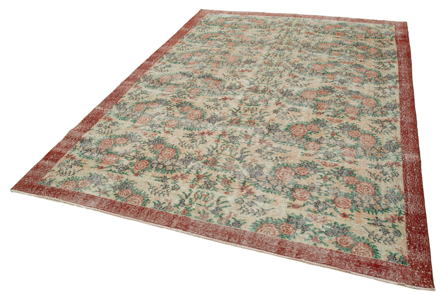 7x10 Beige Turkish Vintage Area Rug - 36366