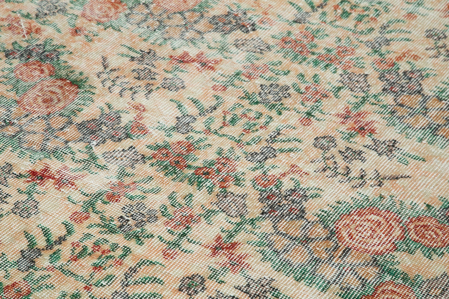 7x10 Beige Turkish Vintage Area Rug - 36366