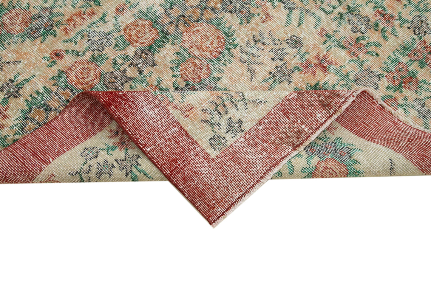 7x10 Beige Turkish Vintage Area Rug - 36366