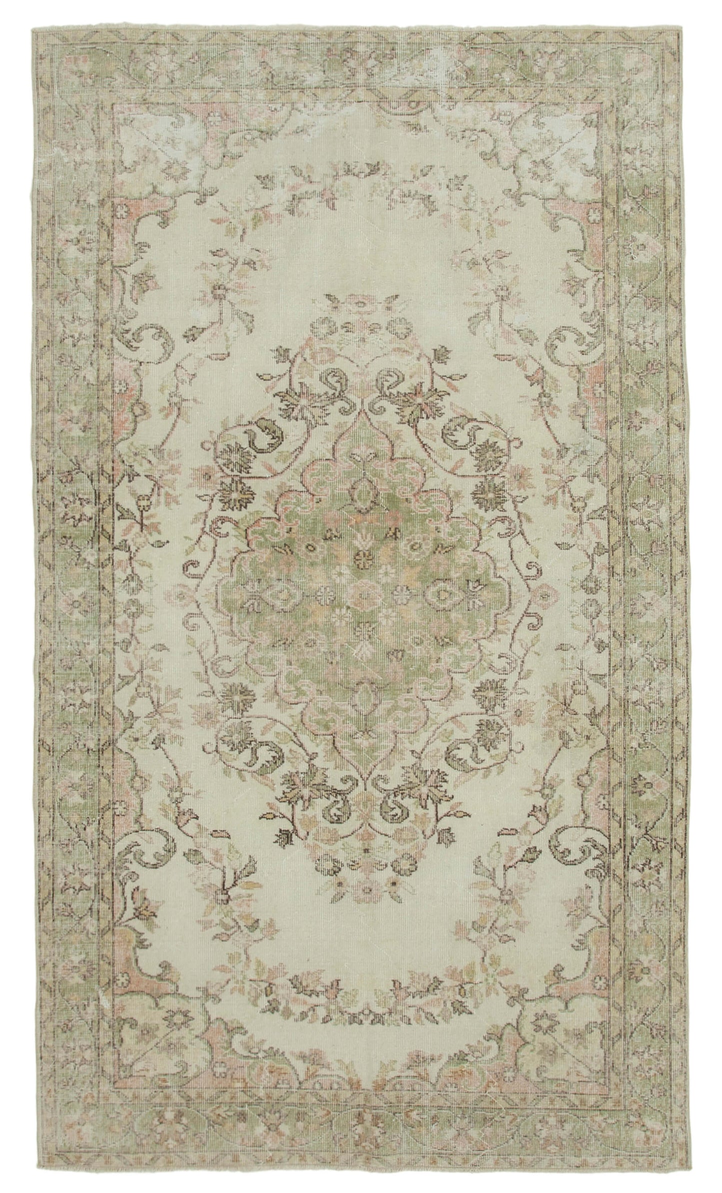 6x10 Beige Turkish Vintage Area Rug - 36490