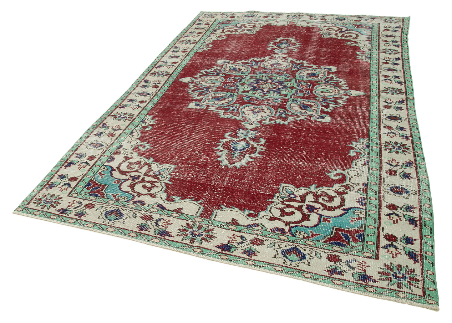 6x10 Beige Turkish Vintage Area Rug - 36502
