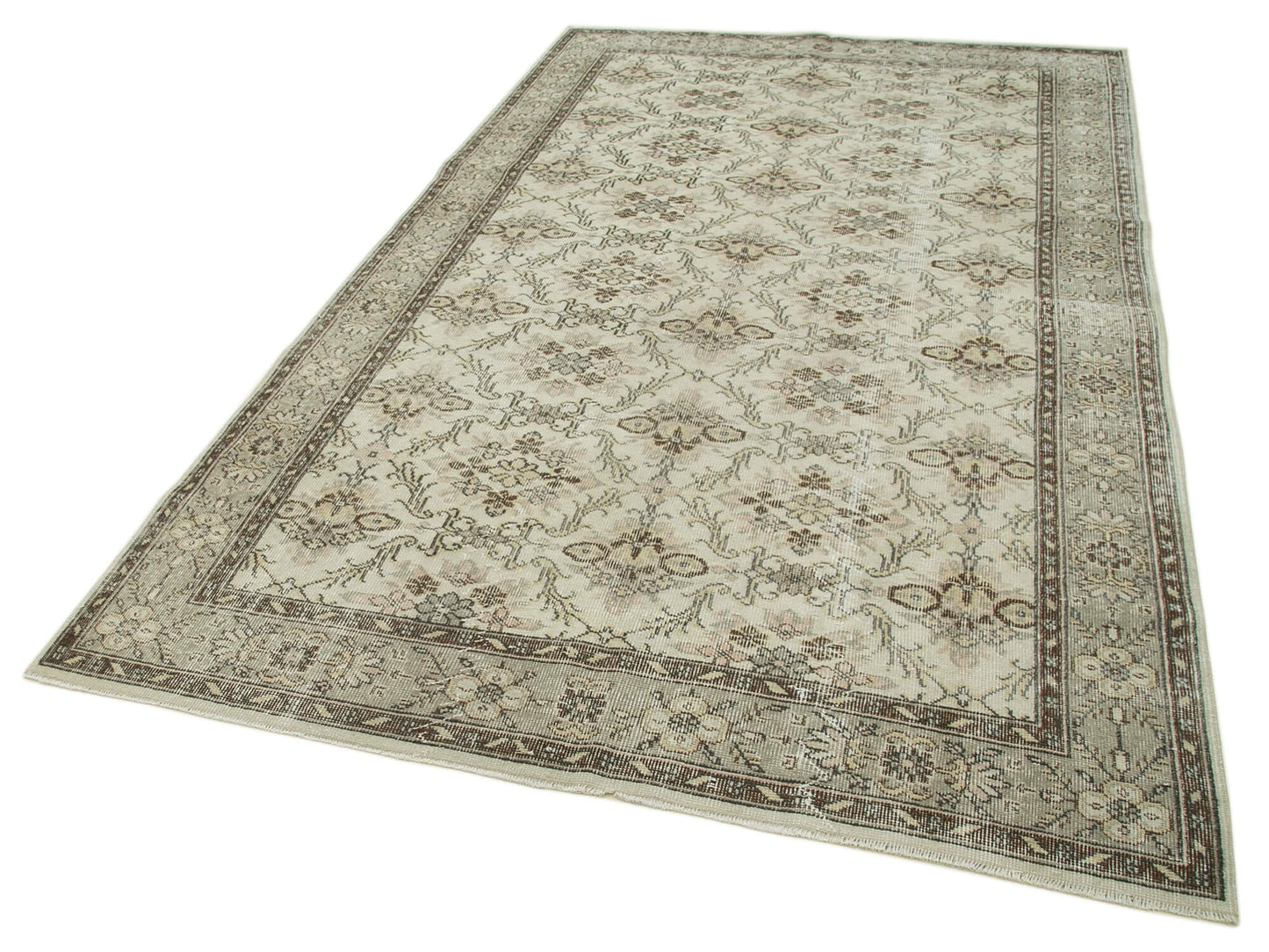 6x10 Beige Turkish Vintage Area Rug - 36556