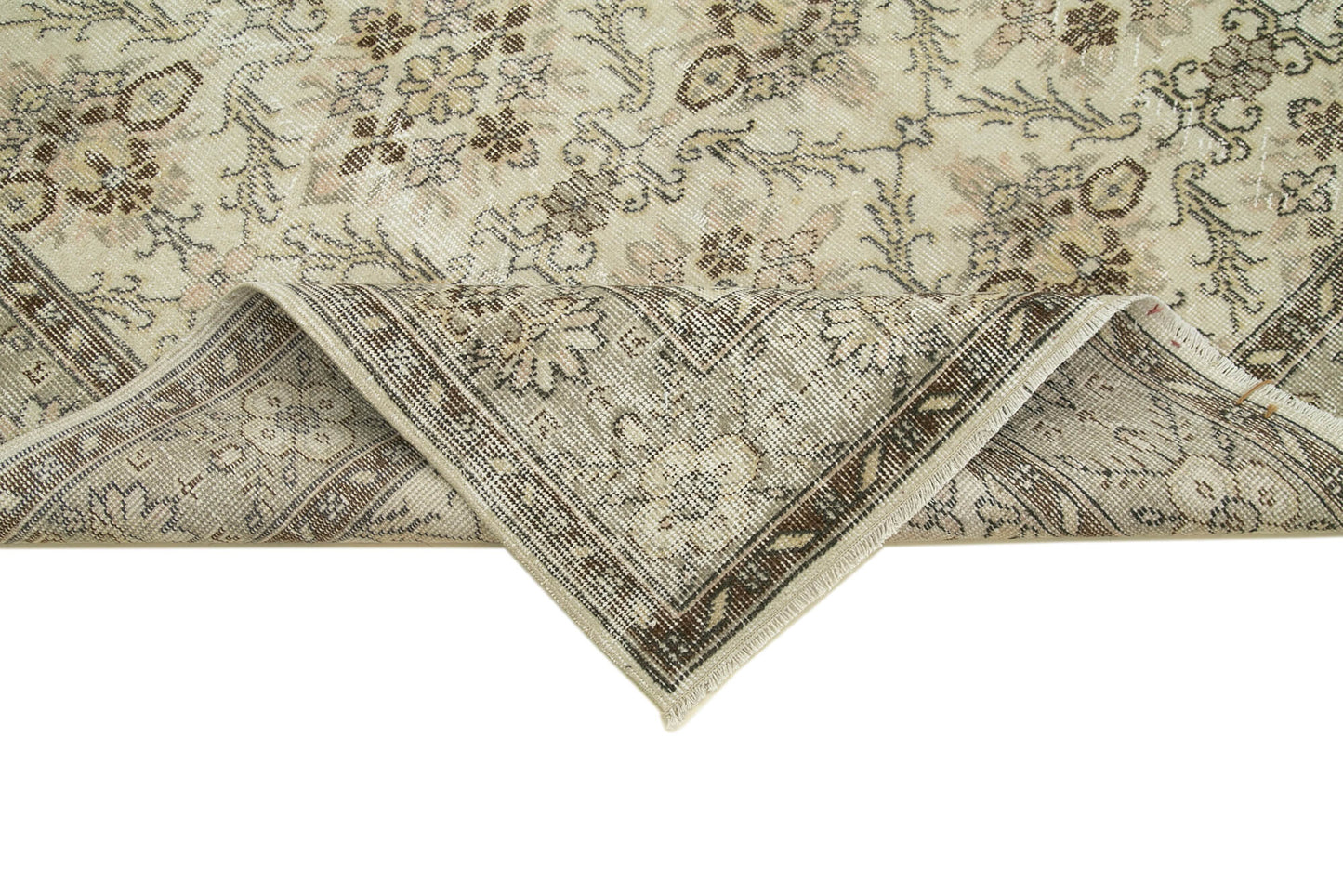 6x10 Beige Turkish Vintage Area Rug - 36556