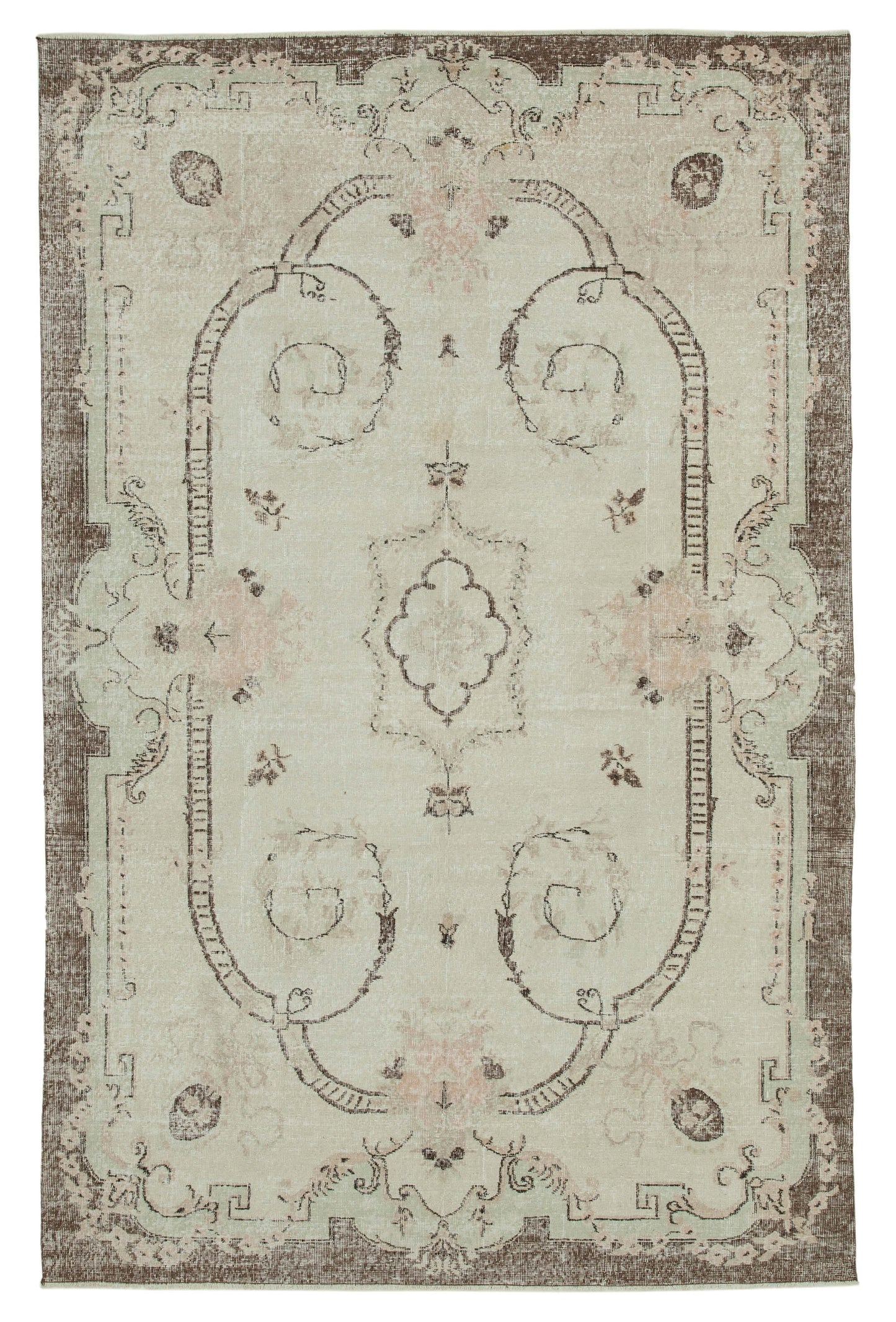 6x10 Beige Turkish Vintage Area Rug - 36570