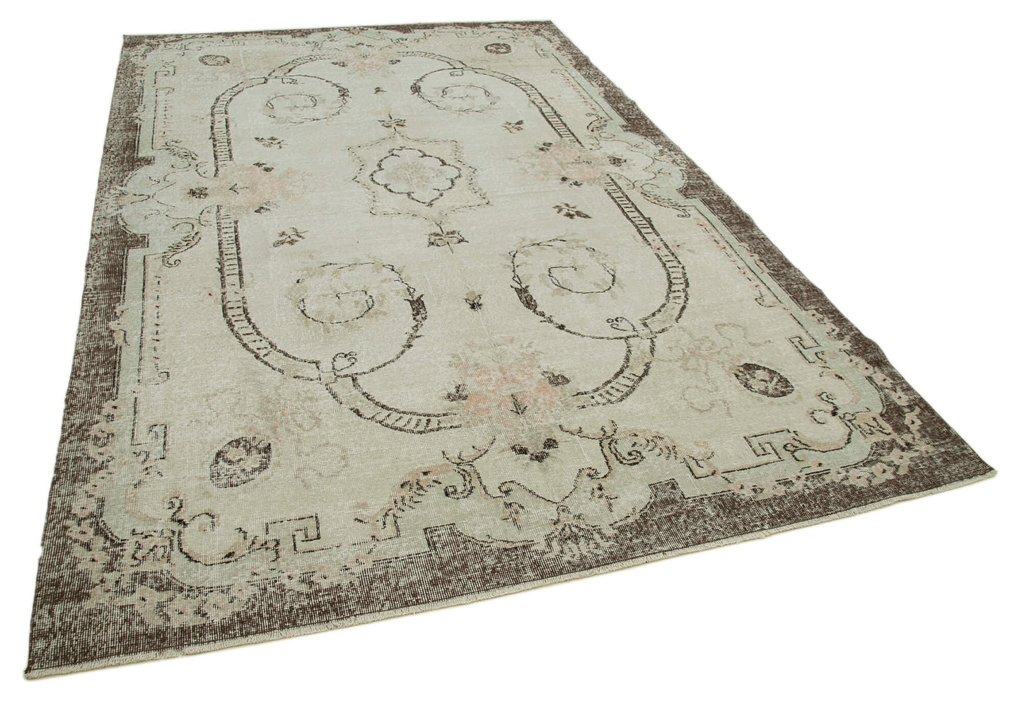 6x10 Beige Turkish Vintage Area Rug - 36570
