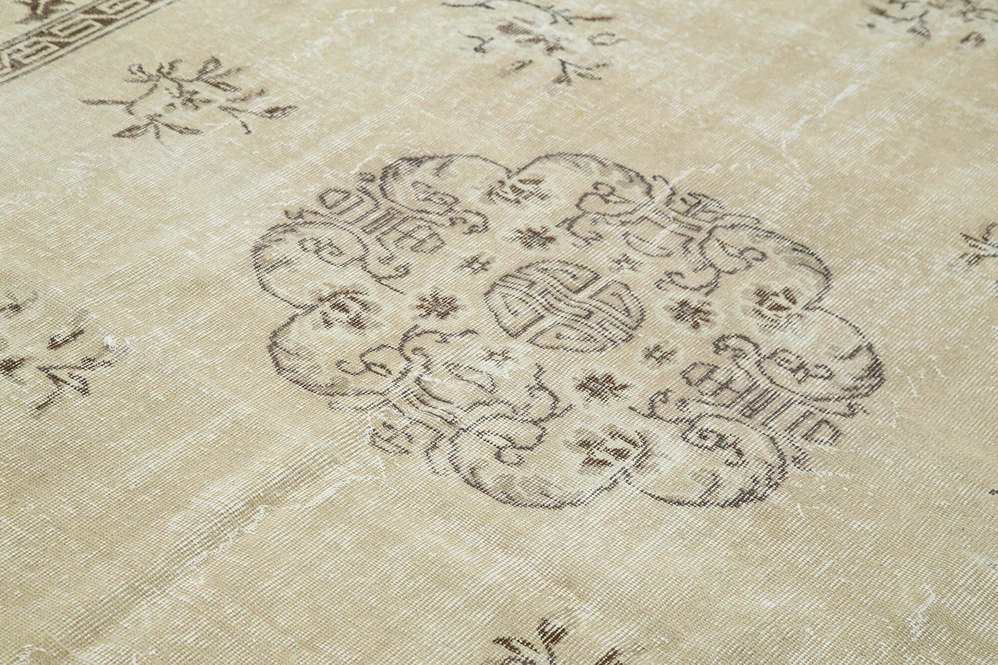 7x10 Beige Turkish Vintage Area Rug - 36576