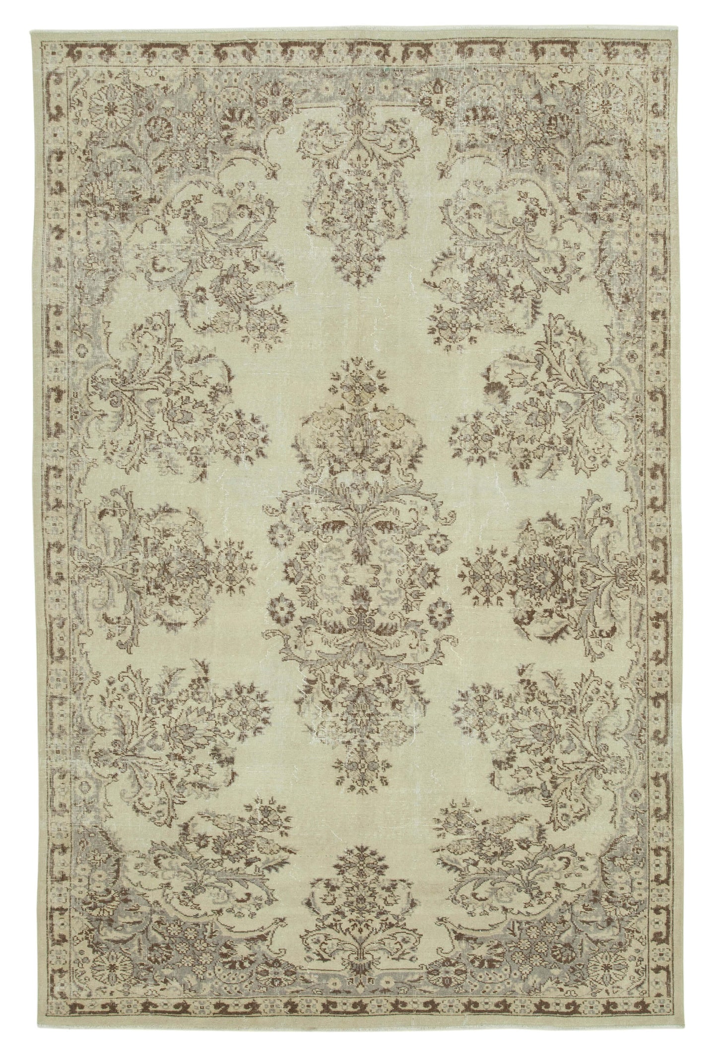 6x10 Beige Turkish Vintage Area Rug - 36585