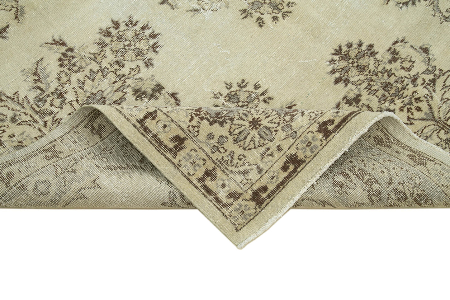 6x10 Beige Turkish Vintage Area Rug - 36585
