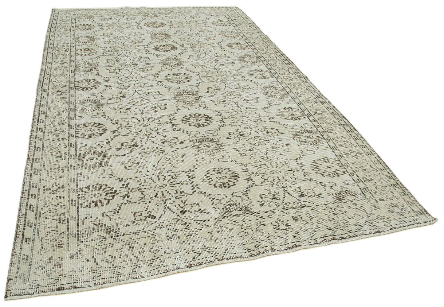 6x10 Beige Turkish Vintage Area Rug - 36624
