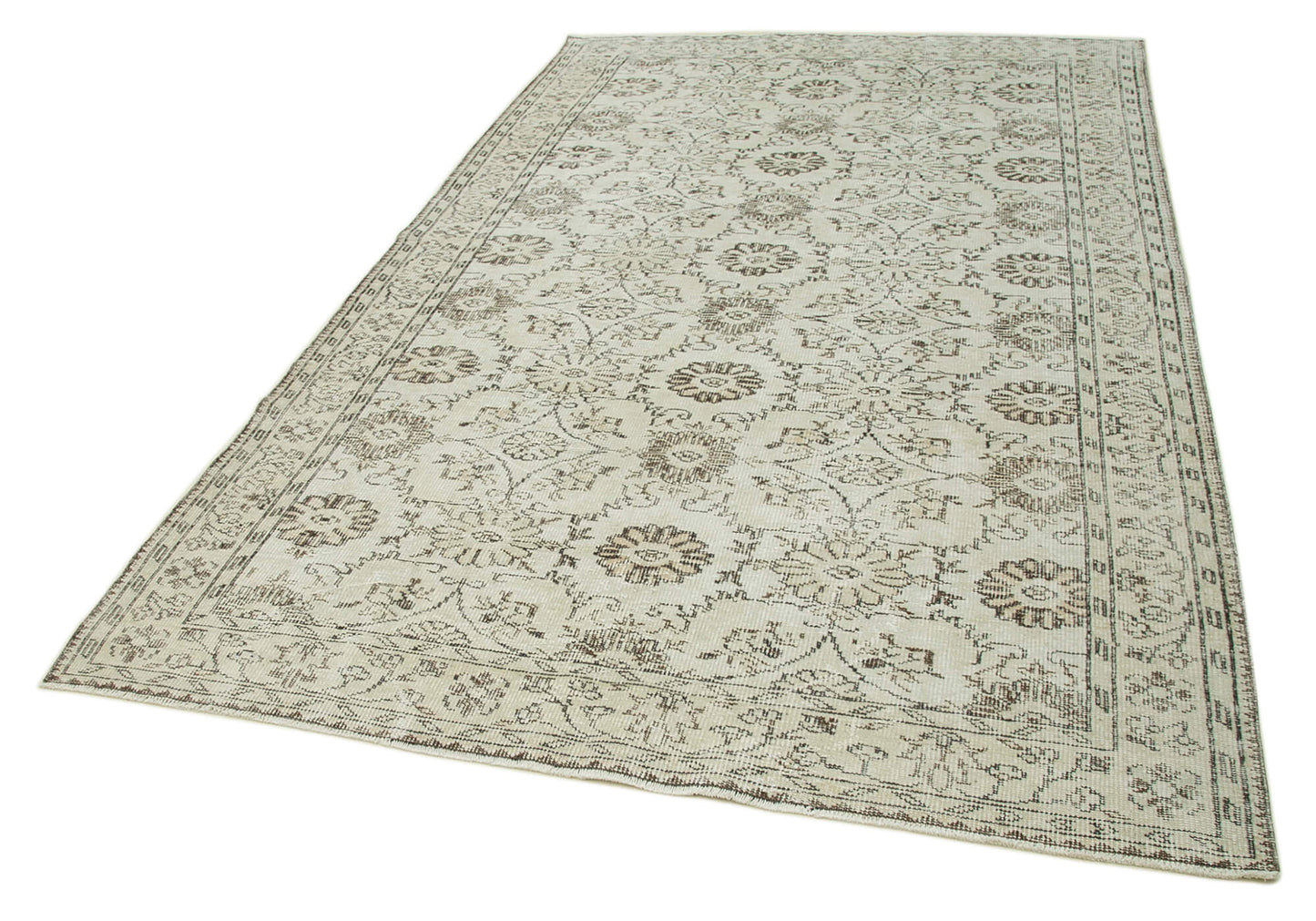 6x10 Beige Turkish Vintage Area Rug - 36624