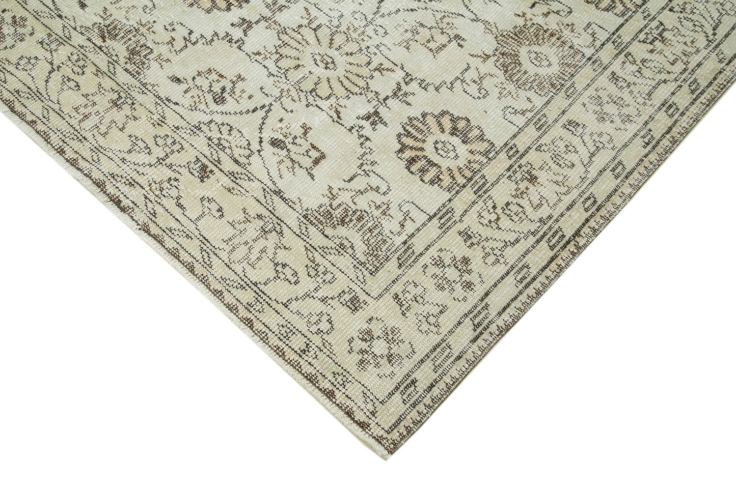 6x10 Beige Turkish Vintage Area Rug - 36624