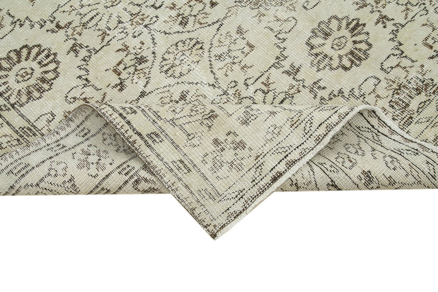 6x10 Beige Turkish Vintage Area Rug - 36624