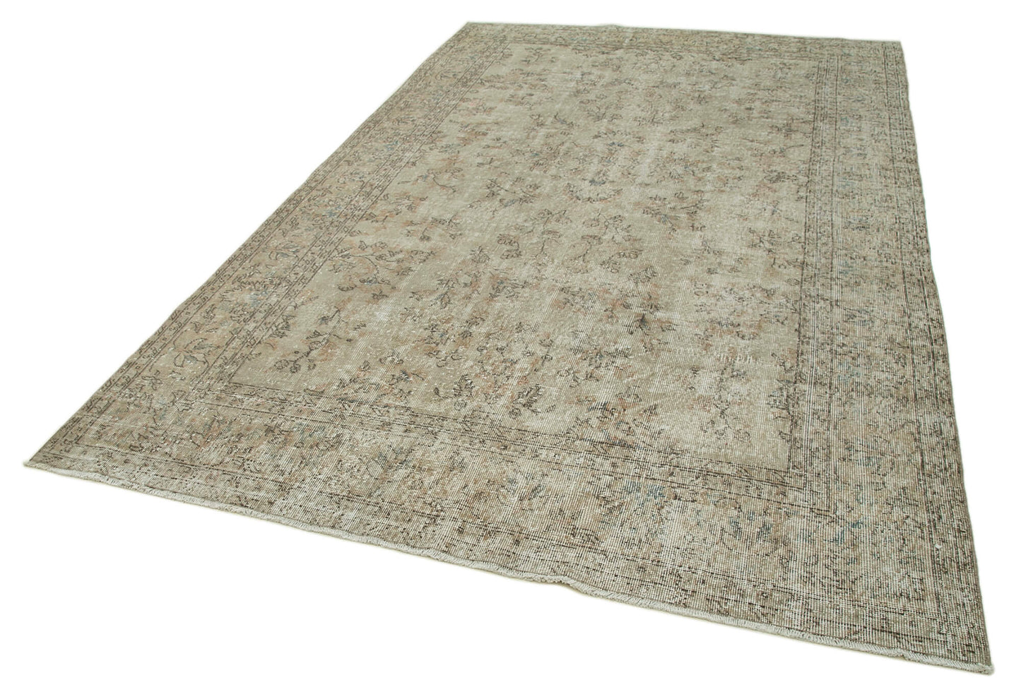 7x10 Beige Turkish Vintage Area Rug - 36636
