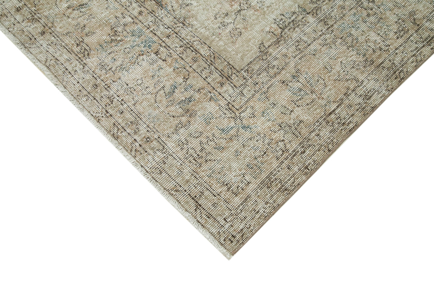 7x10 Beige Turkish Vintage Area Rug - 36636