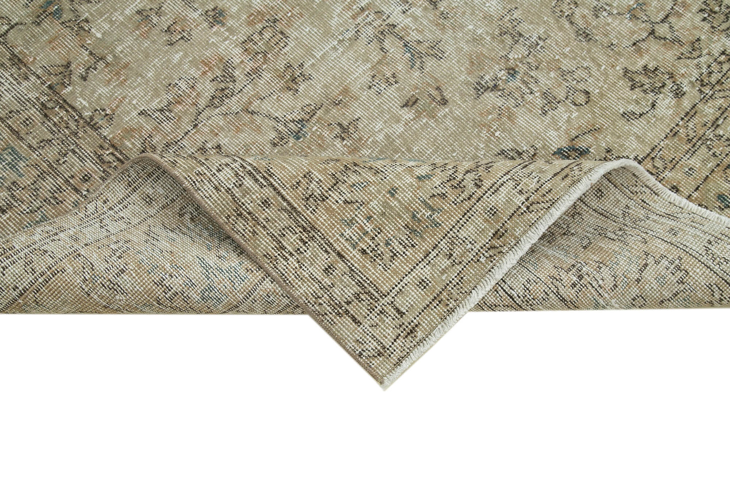 7x10 Beige Turkish Vintage Area Rug - 36636