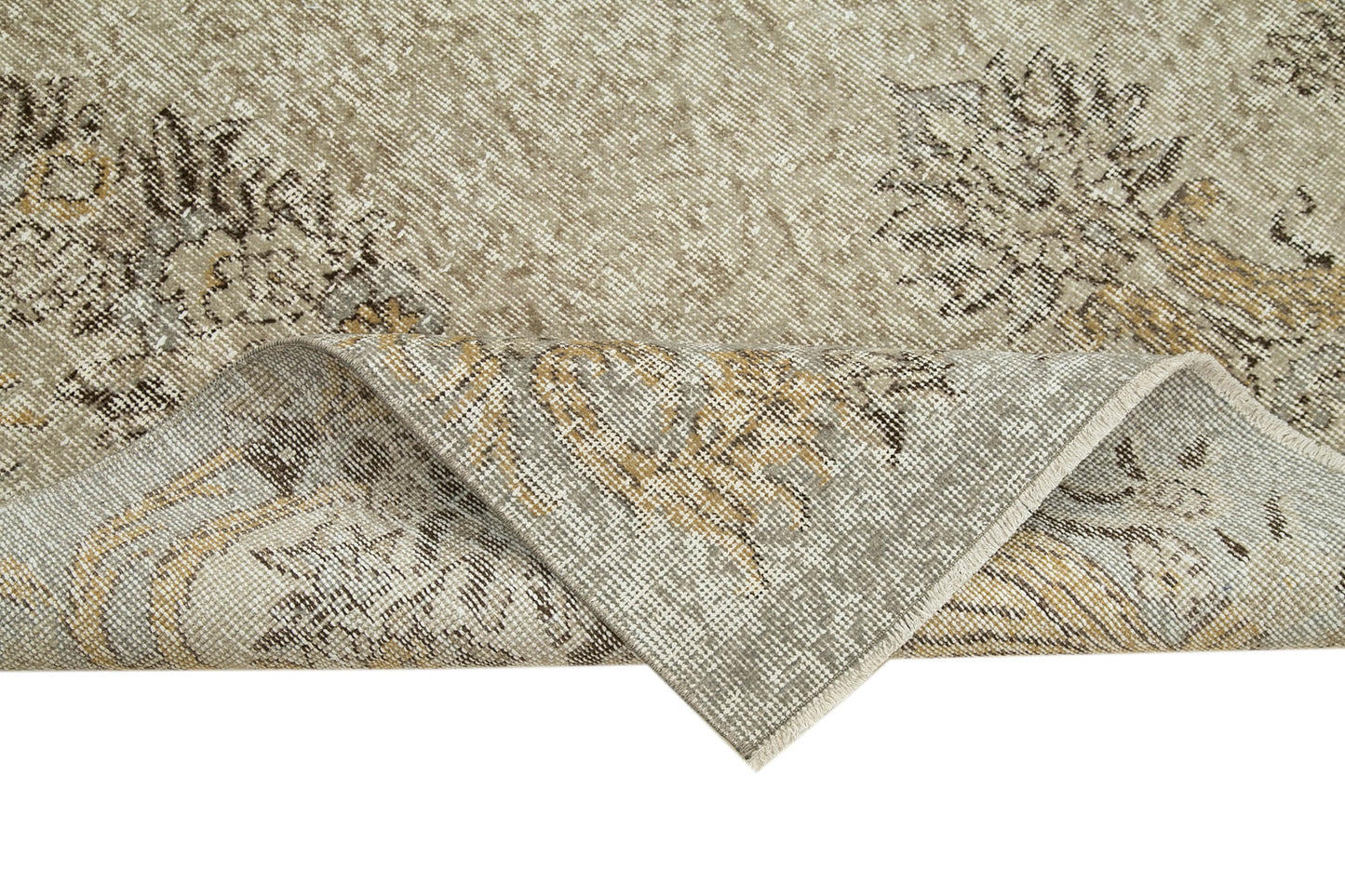 5x9 Beige Turkish Vintage Area Rug - 36645