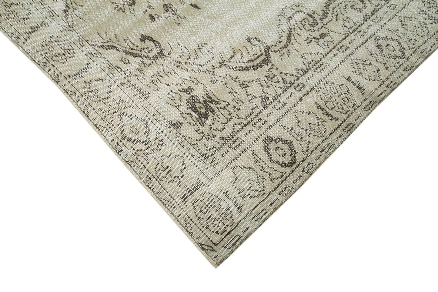 6x10 Beige Turkish Vintage Area Rug - 36693