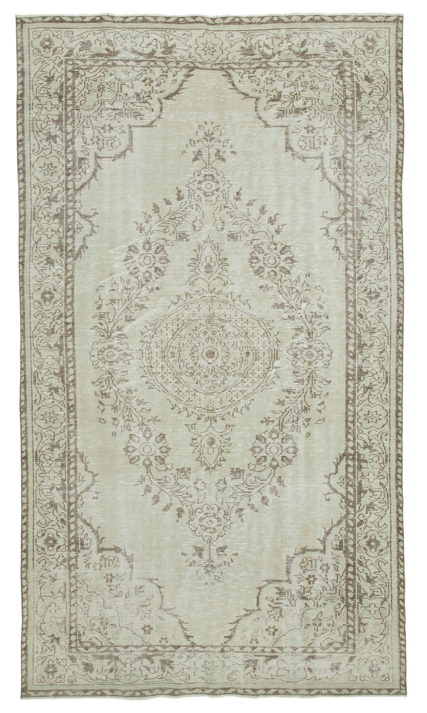 6x10 Beige Turkish Vintage Area Rug - 36703