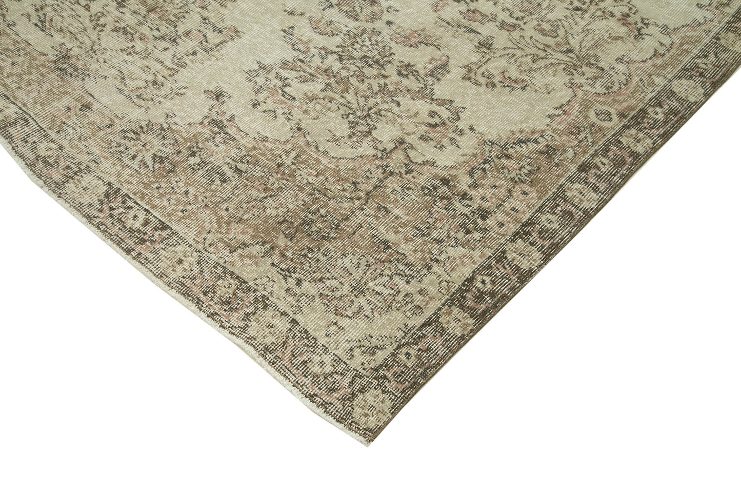 7x9 Beige Turkish Vintage Area Rug - 36713