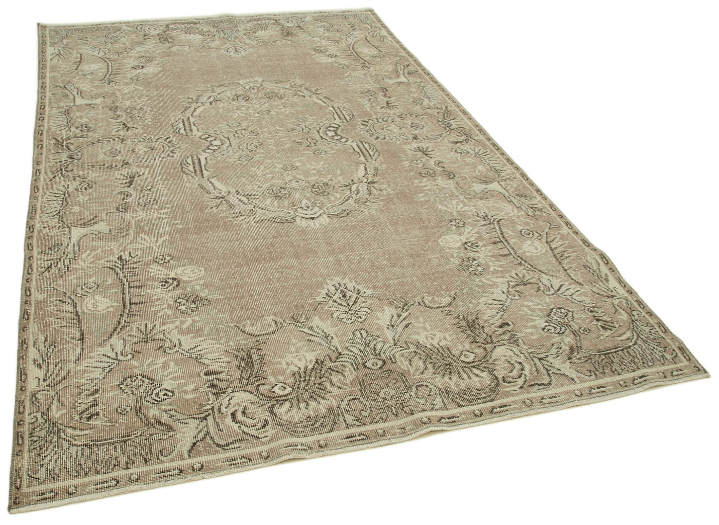 6x10 Beige Turkish Vintage Area Rug - 36743